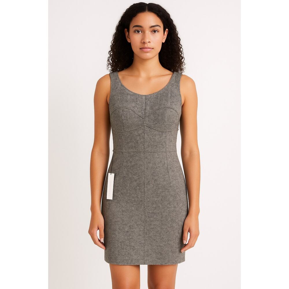 2000s Susana Monaco Lambswool Gray Sheath Dress Fall Hoilday Sz 2